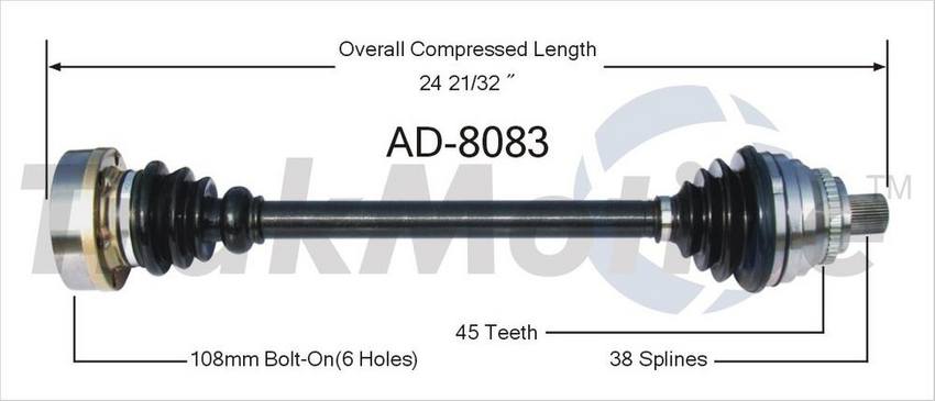 Audi CV Axle Shaft - Front Driver Side - Aftermarket AD8083